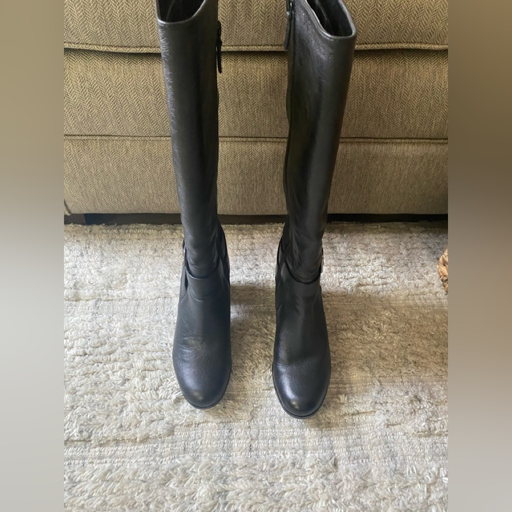 Cole Haan Leather Stacked Heel Boots